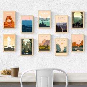 National Park Art Print Set of 10 4x6 | Postcard | Minimalist | National Park